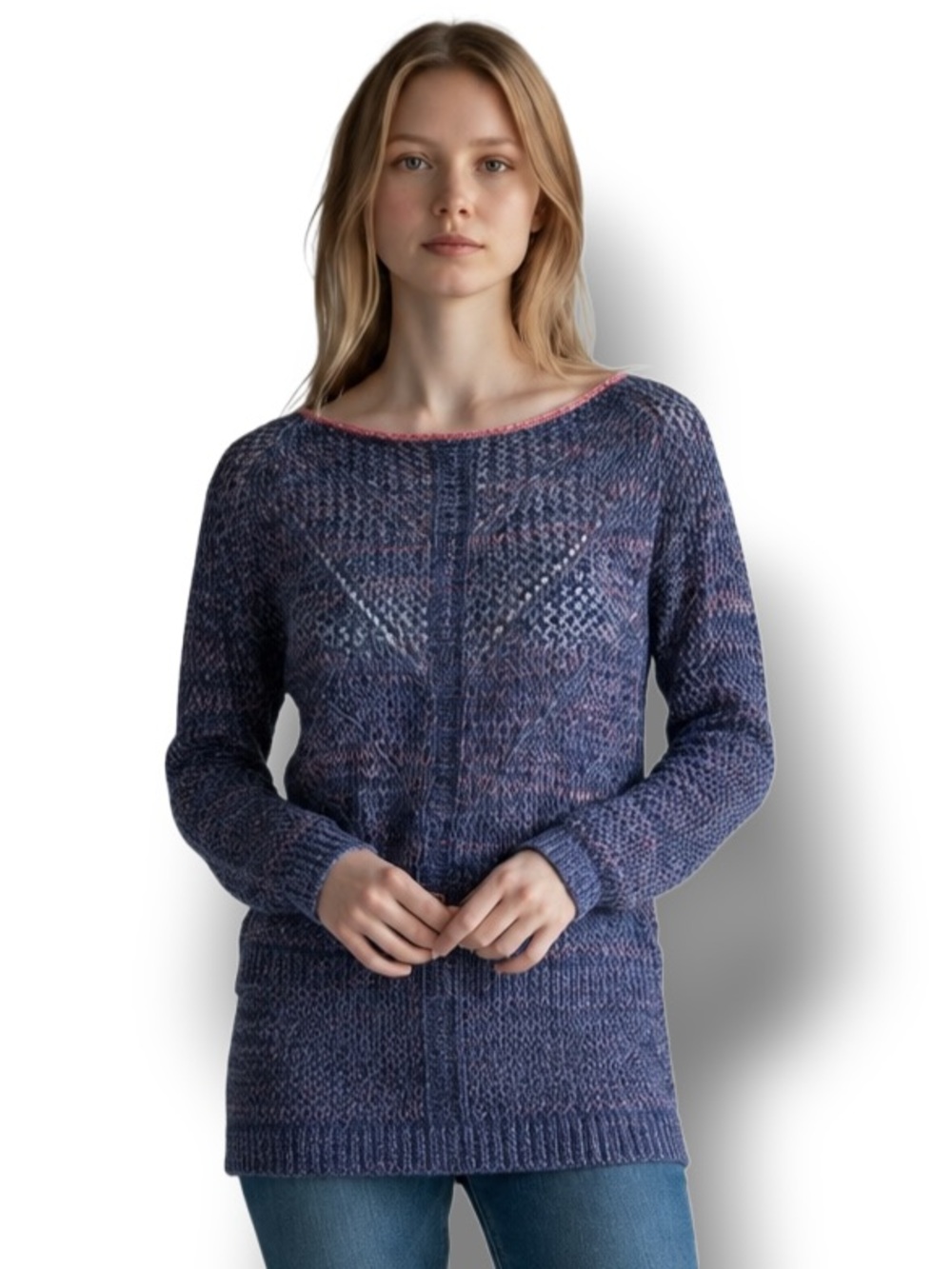 John Paul Richard Women’s Loose Knit Pullover Sweater, Purple, size S